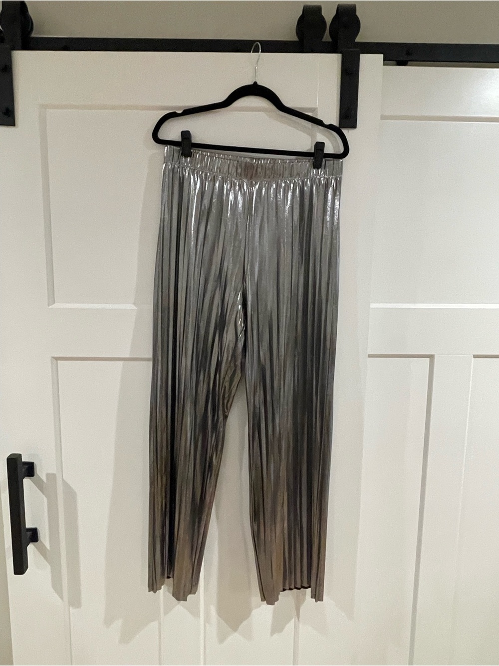 Sincerely Jules  Metallic Silver Pleated Leggings